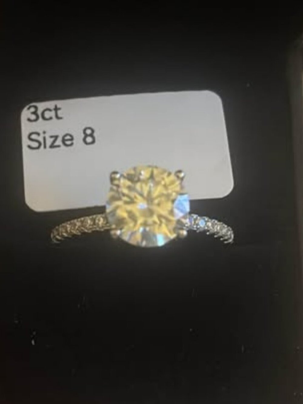 925 Moissanite 3ct Round Cut Sterling Silver Engagement Ring Size 8